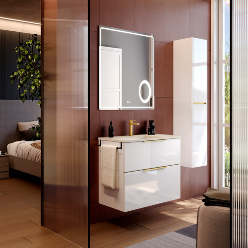 MUEBLE BAÑO GALSAKY BAJO 2C 100 CM BLANCO BRILLO