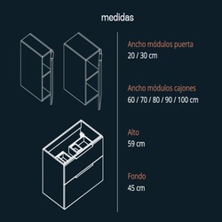 MUEBLE BAÑO 80CM CON LAVABO GALSAKY BAJO 2C MOKA