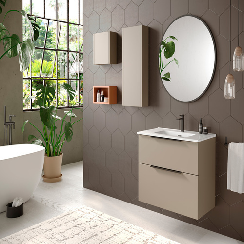 MUEBLE BAÑO 80CM CON LAVABO GALSAKY BAJO 2C MOKA